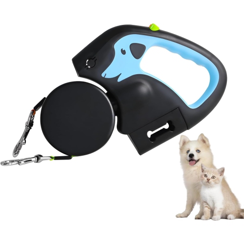 Laisse pour chien double rétractable de 3 m - avec LED léger, matériau en nylon haute résistance, adaptée aux chiens pesant jusqu'à 30&nbsp;kg,