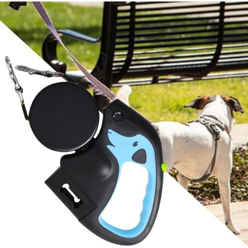 Laisse pour chien double rétractable de 3 m - avec LED léger, matériau en nylon haute résistance, adaptée aux chiens pesant jusqu'à 30 kg,