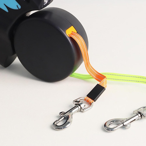 Laisse pour chien double rétractable de 3 m - avec LED léger, matériau en nylon haute résistance, adaptée aux chiens pesant jusqu'à 30 kg,