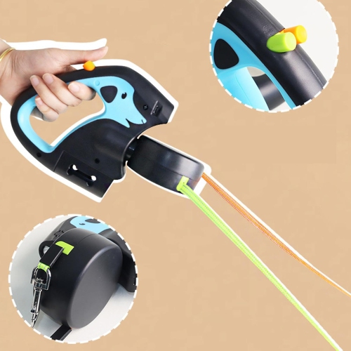 Laisse pour chien double rétractable de 3 m - avec LED léger, matériau en nylon haute résistance, adaptée aux chiens pesant jusqu'à 30 kg,