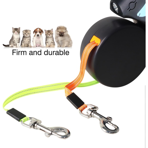 Laisse pour chien double rétractable de 3 m - avec LED léger, matériau en nylon haute résistance, adaptée aux chiens pesant jusqu'à 30 kg,