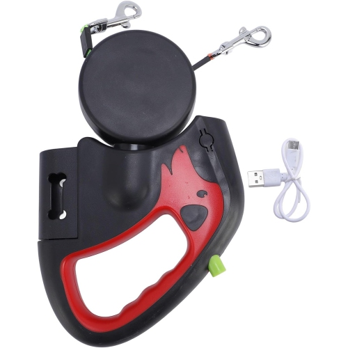 Laisse pour chien double rétractable de 3 m - avec LED léger, matériau en nylon haute résistance, adaptée aux chiens pesant jusqu'à 30&nbsp;kg,