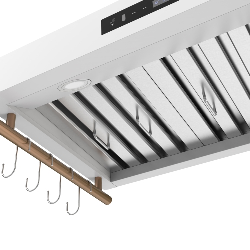 Forno Venezia 36 Inch Wall-Mounted Range Hood in White with Touch Controls and Baffle Filters
