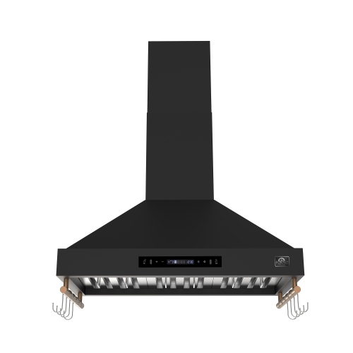 Forno Venezia 36 Inch Wall-Mounted Range Hood in Black with Touch Controls and Baffle Filters
