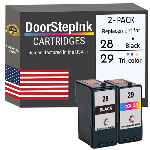 Marque DoorStepInk pour Lexmark n° 28 noir / n° 29 couleur réusinée dans l'ensemble de cartouches d'encre USA