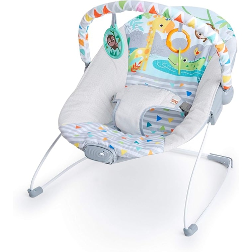 Bright Starts Baby Bouncer Soothing Vibrations Infant Seat - Removable Toy Bar, Nonslip Feet, 0-6 Months Up to 20 lbs