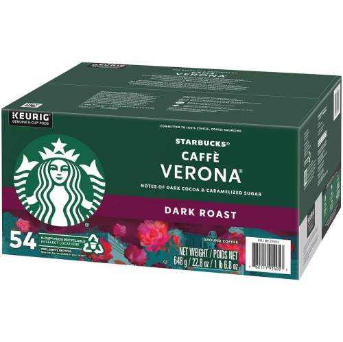 Café Verona de Starbucks, dosettes K-Cup pour cafetière K-Cup de Keurig, 54 unités, noir