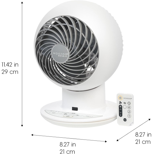 IRIS USA WOOZOO Desk Fan with Remote, Oscillating Table Air Circulator, 5 Speeds, 82ft Max Air Distance, 90° Adjustable Tilt, 30db Low Noise Motor,