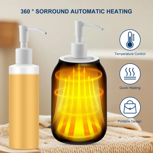 Massage Oil & Body Lotion Warmer Dispenser, Electric Massage Oil Digital Heater with Two Oil Bottles for Gel, Lube, Coconut Oil, Hand Cream