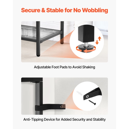 Console en verre à 3 niveaux VEVOR, table d'appoint rectangulaire moderne avec dessus en verre trempé et pattes en fer, bureau en nid d'or avec