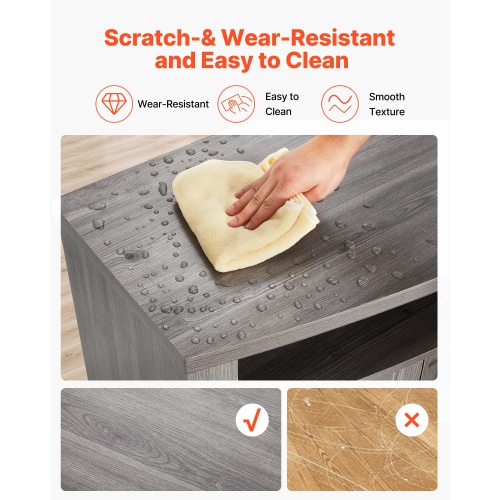 VEVOR TV Stand for TVs up to 65 inch, Farmhouse Entertainment Center with Light Strip, Wooden TV Cabinet Storage with Glass Doors and Adjustable