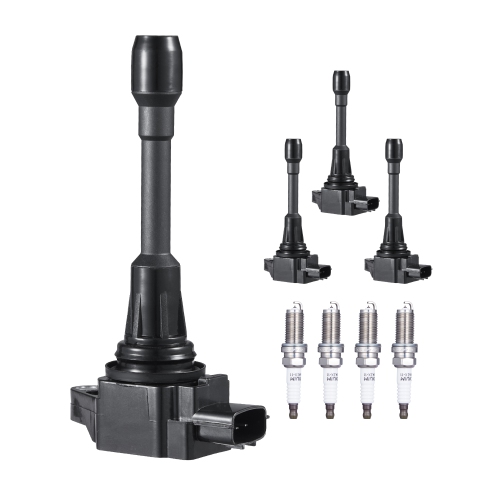 VEVOR 4 Set Ignition Coil Pack and Spark Plugs,Compatible with Nissan Altima Versa Sentra Cube Rogue NV200 2.5L 2.0L 1.8L 1.6L L4,for 22448ED000