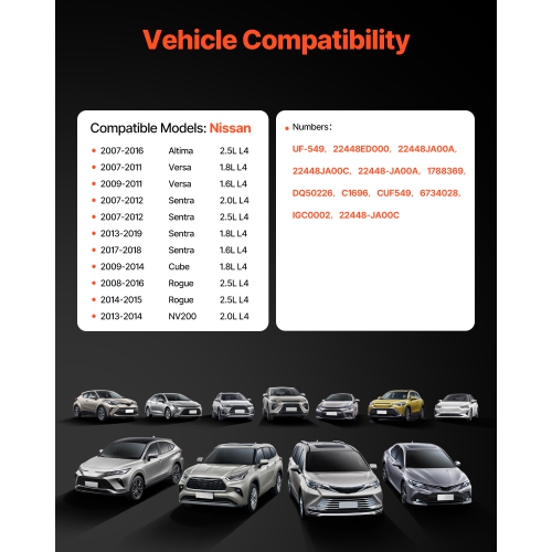 VEVOR 4 Set Ignition Coil Pack and Spark Plugs,Compatible with Nissan Altima Versa Sentra Cube Rogue NV200 2.5L 2.0L 1.8L 1.6L L4,for 22448ED000