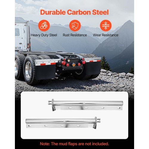 Crochets de boue droits à ressort VEVOR 1-1/8&nbsp;po chromés, cintres à volets espacés pour semi-camions, 1 paires de supports de boues