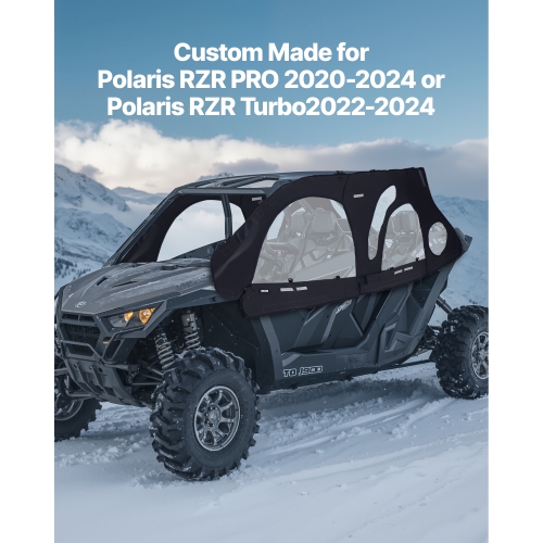 VEVOR Cab Enclosure Upper Doors, Compatible with Polaris RZR PRO 2020-2024/Polaris RZR Turbo2022-2024, Soft Upper Doors, Upgraded Zipper UTV Soft
