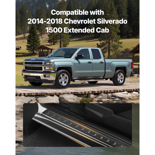 VEVOR 4-Piece Set Rocker Panel Guard, Compatible with 2014-2018 Chevrolet Silverado 1500 Extended Cab, Replacement for 14068 Trail Armor Side Skirts