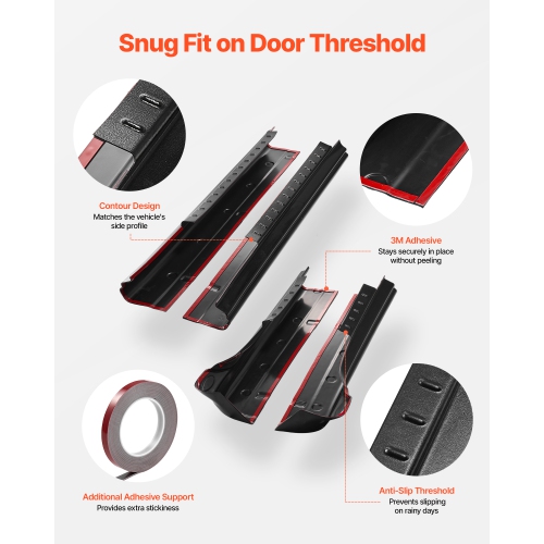 VEVOR 4-Piece Set Rocker Panel Guard, Compatible with 2014-2018 Chevrolet Silverado 1500 Extended Cab, Replacement for 14068 Trail Armor Side Skirts