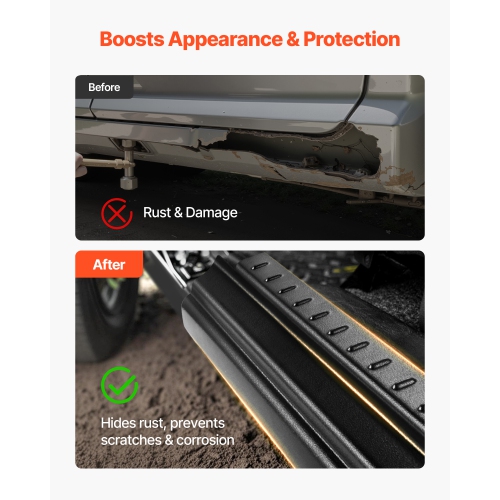 VEVOR 4-Piece Set Rocker Panel Guard, Compatible with 2014-2018 Chevrolet Silverado 1500 Extended Cab, Replacement for 14068 Trail Armor Side Skirts