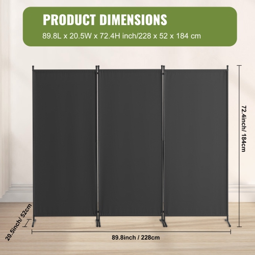 VEVOR 3 Panel Room Divider, Room Dividers and Folding Privacy Screens, Fabric Partition Room Dividers for Office, Bedroom, Dining Room, Study,