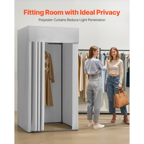 VEVOR 39 x 39 x 78 in Fitting Room, Dressing Room with Thick Polyester Curtains, Privacy Space with Shading Curtain and a Hook, for Boutique,