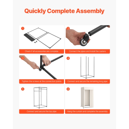 VEVOR 39 x 39 x 81 in Fitting Room, Moveable Dressing Room with Thick Curtains, Privacy Space with Casters and a Sturdy Metal Hook, for Boutique,