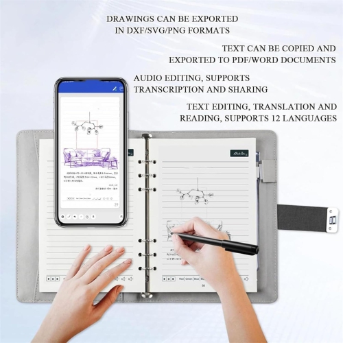 Digital Smart Pen Notebook Set, Real-time Sync for Digitizing, Convert to Text,Storing, and Sharing Paper Notes, Compatible with Smartphone