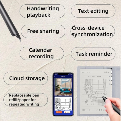 Digital Smart Pen Notebook Set, Real-time Sync for Digitizing, Convert to Text,Storing, and Sharing Paper Notes, Compatible with Smartphone