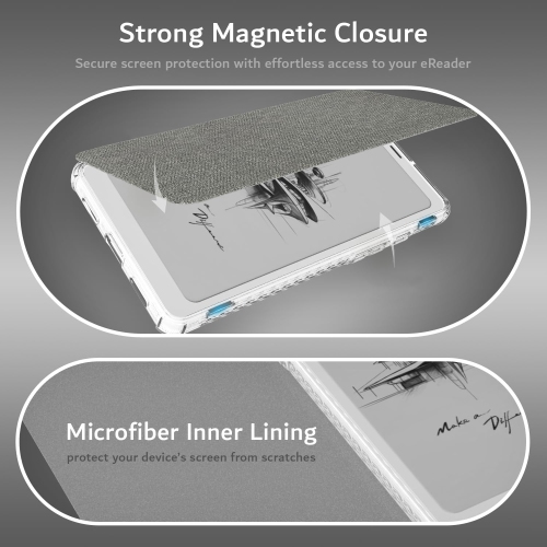 TUDIA SKN FLIP for Onyx Boox Palma Case Magnetic Closure - Grey