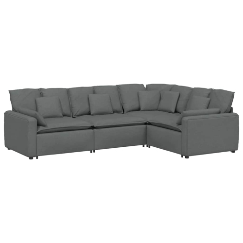 vidaXL Modular Sofa with Cushions Fabric Dark Grey