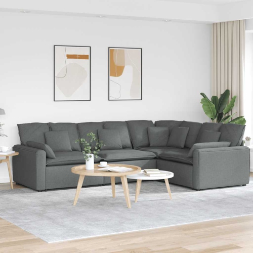 vidaXL Modular Sofa with Cushions Fabric Dark Grey