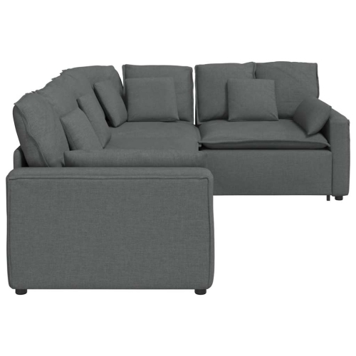 vidaXL Modular Sofa with Cushions Fabric Dark Grey