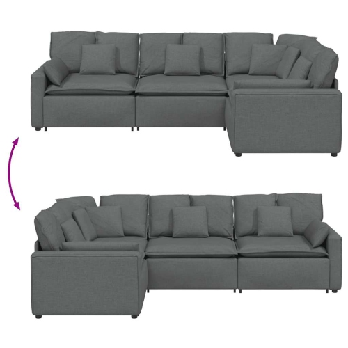 vidaXL Modular Sofa with Cushions Fabric Dark Grey