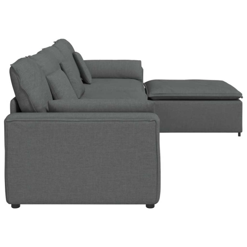 vidaXL Modular Sofa with Footstool and Cushions Dark Grey