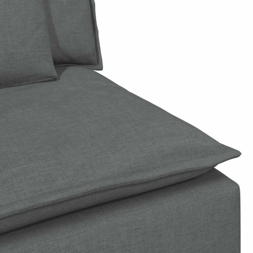 vidaXL Modular Sofa with Footstool and Cushions Dark Grey