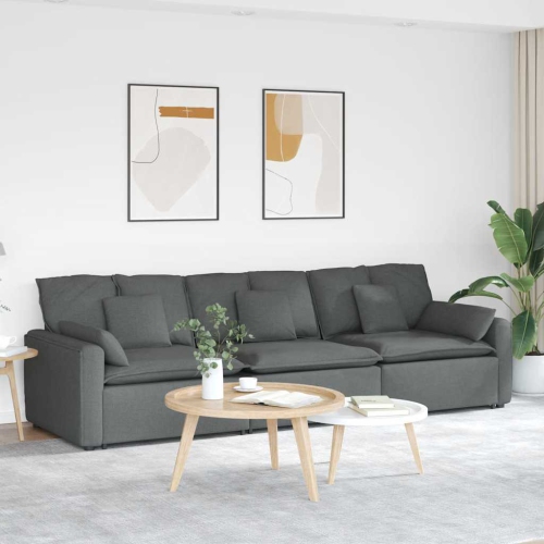 vidaXL Modular Sofa with Cushions Dark Grey