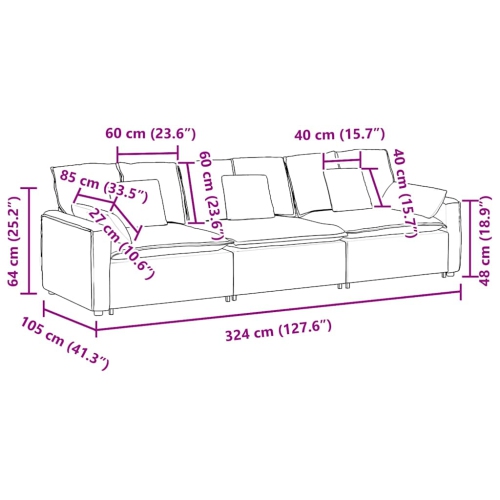 vidaXL Modular Sofa with Cushions Dark Grey