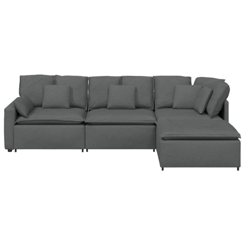 vidaXL Modular Sofa with Footstool&Cushions Fabric Dark Grey