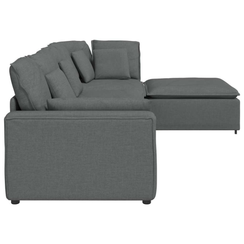 vidaXL Modular Sofa with Footstool&Cushions Fabric Dark Grey