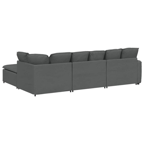 vidaXL Modular Sofa with Footstool&Cushions Fabric Dark Grey