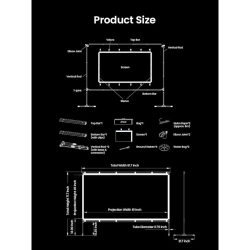JMGO 100 inch Projector Screen