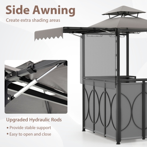 Gymax 3-Piece Outdoor BBQ Canopy w/ Bar Table & 2 Foldable Bar Chairs Set for Patio
