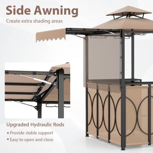 Gymax 3-Piece Outdoor BBQ Canopy w/ Bar Table & 2 Foldable Bar Chairs Set for Patio