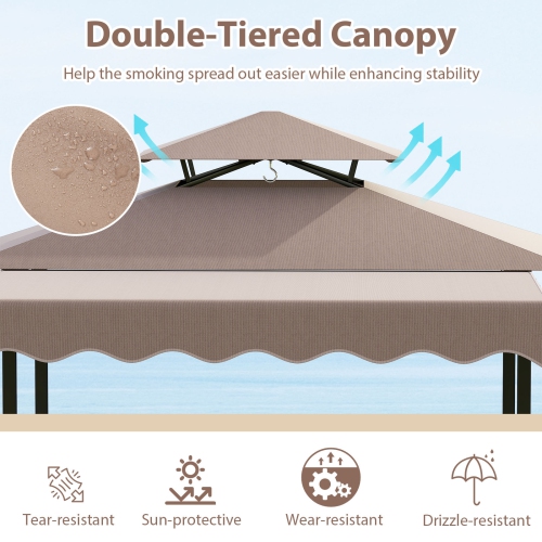 Gymax 3-Piece Outdoor BBQ Canopy w/ Bar Table & 2 Foldable Bar Chairs Set for Patio
