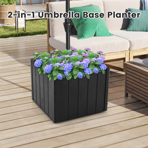 Gymax 2-in-1 Outdoor Umbrella Base Planter w/Flower Box 4 Rolling Wheels 88 LBS Capacity