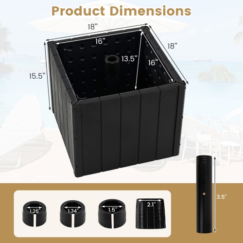 Gymax 2-in-1 Outdoor Umbrella Base Planter w/Flower Box 4 Rolling Wheels 88 LBS Capacity