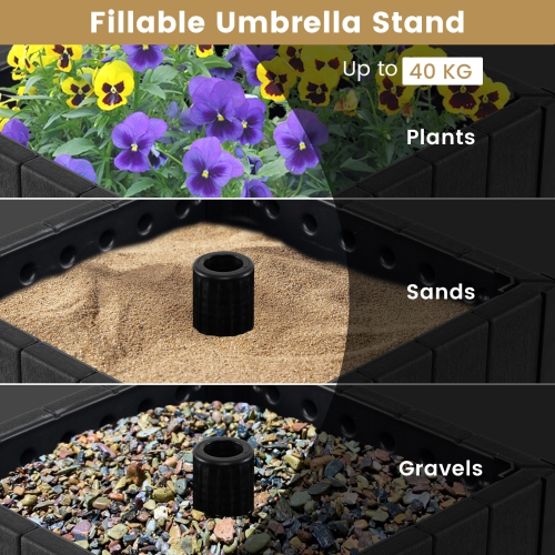 Gymax 2-in-1 Outdoor Umbrella Base Planter w/Flower Box 4 Rolling Wheels 88 LBS Capacity