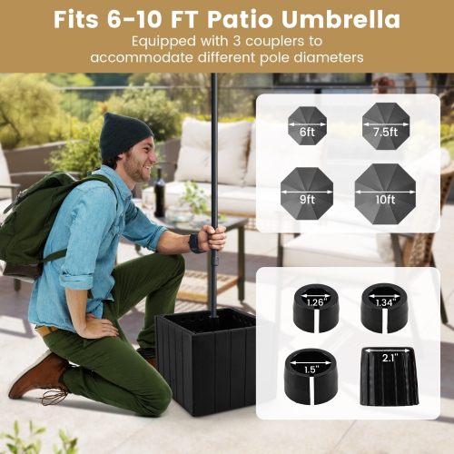 Gymax 2-in-1 Outdoor Umbrella Base Planter w/Flower Box 4 Rolling Wheels 88 LBS Capacity