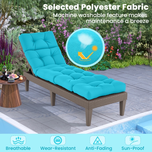 Gymax 73'' Lounge Chaise Cushion Padded Recliner Cushion Indoor Outdoor