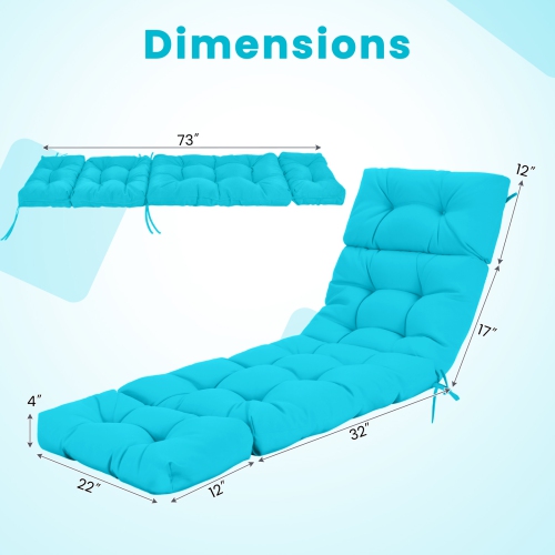 Gymax 4PCS 73'' Lounge Chaise Cushion Padded Recliner Cushion Indoor Outdoor