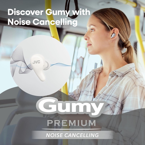 JVC - Gumy Premium True Wireless Earbuds Bluetooth ANC, 26H Battery, Coconut White - HA-A23T-W